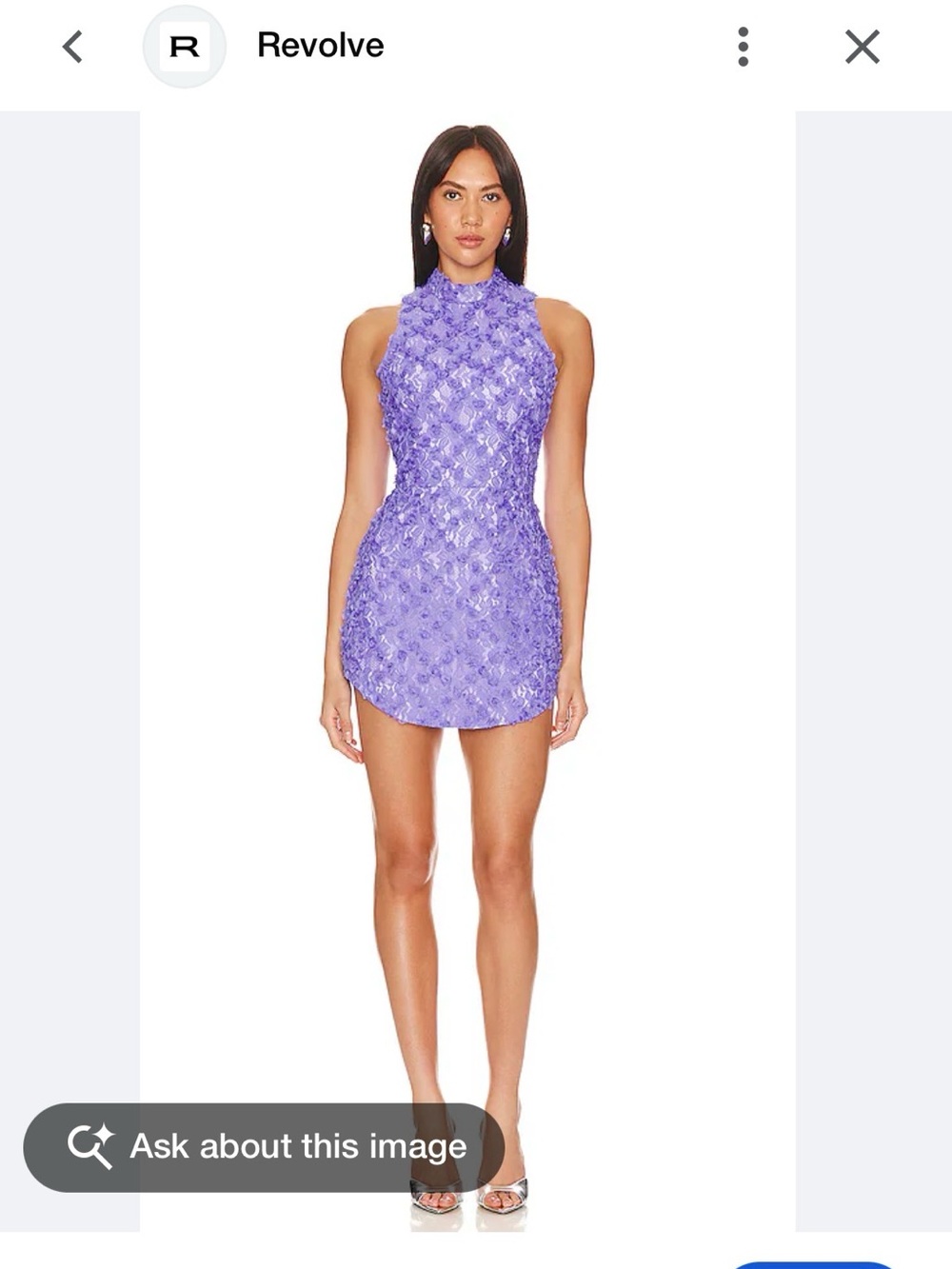 Amanda Uprichard Lavender High-Neck Lace Mini Dress